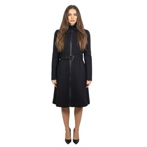 RUD Black Belted Wool Coat Women's Small